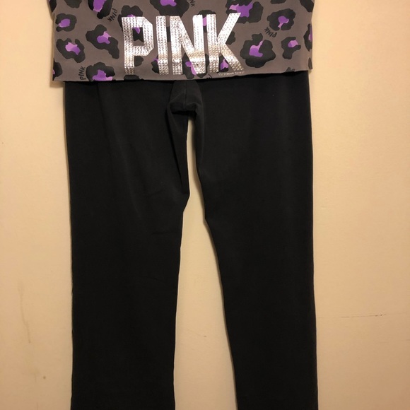 Pink Yoga Pants with Rhinestones - Picture 3 of 7